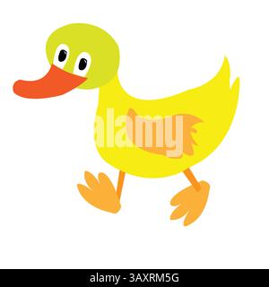 Canard de dessin animé mignon isolé sur un fond blanc. Illustration vectorielle. Illustration de Vecteur