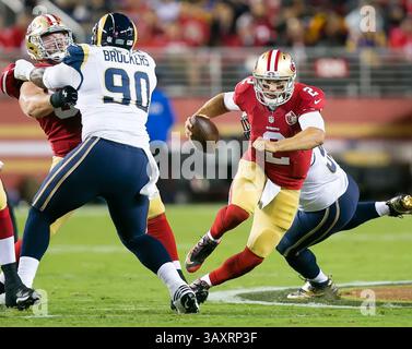 12 septembre 2016 : Blaine Gabbert (2), quarterback des 49ers de San Francisco, en action lors du match de football NFL entre les Rams de Los Angeles et les 49ers de San Francisco au Levi's Stadium de Santa Clara, CA. Les 49ers mènent les Rams 14-0 à la mi-temps. Damon Tarver/Cal Sport Media(image de crédit : &copy ; Damon Tarver/Cal Sport Media via ZUMA Wire) Banque D'Images