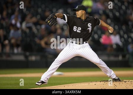 13 septembre 2016 - Chicago, il, USA - le lanceur des White Sox de Chicago Jose Quintana travaille lors de la première manche contre les Indians de Cleveland au U.S. Cellular Field à Chicago le mardi 13 septembre 2016. (Crédit image : © Erin Hooley/TNS via ZUMA Wire) Banque D'Images