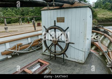 Le navire Garlandstone amarré à Morwellham Quay, un bateau à voile Tamar Ketch, construit à Calstock en Cornouailles, en Angleterre, et lancé le 27 janvier Banque D'Images