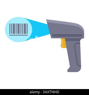 dispositif de balayage de codes à barres pour le contrôle d'inventaire. illustration vectorielle plate. Illustration de Vecteur