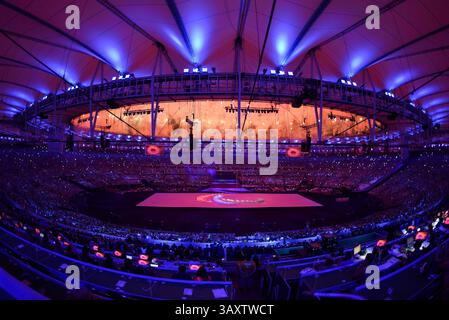7 septembre 2016 : des feux d'artifice explosent lors de la cérémonie d'ouverture des Jeux paralympiques de Rio 2016 au stade Maracana le 7 septembre 2016 à Rio de Janeiro, Brésil. (Photo de Julian Avram/Cal Sport Media)(image de crédit : &copy ; Julian Avram/Cal Sport Media via ZUMA Wire) Banque D'Images