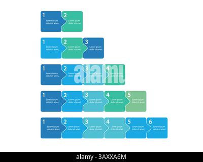 Infographies blocs de pas comme pièces de puzzle. Modèle de présentation infographique. Conception de processus métier. Illustration vectorielle plate Illustration de Vecteur