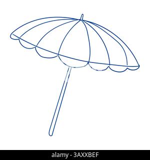 Contour simple de parasol de plage sur un fond blanc à des fins de design minimaliste Illustration de Vecteur