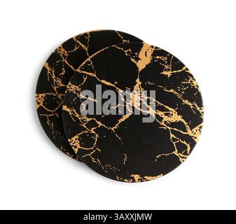 Dessous de verre de table élégants isolés sur fond blanc Banque D'Images