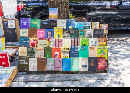 16 août 2018. Arménie. Erevan. Vendeur de livres sur trottoir. Banque D'Images