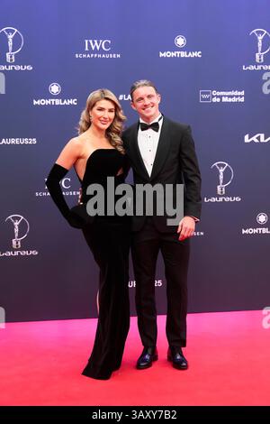 Madrid. Espagne. 20250421, Conor Gallagher, Aine May Kennedy assiste au 25e anniversaire des Laureus World Sports Awards - tapis rouge au Palacio de Cibeles le 21 avril 2025 à Madrid, Espagne crédit : MPG/Alamy Live News Banque D'Images