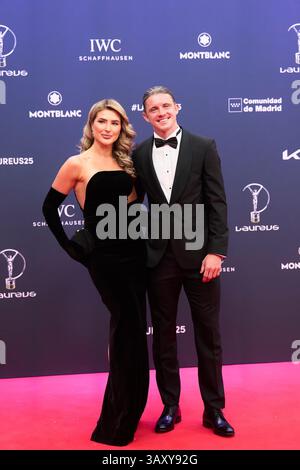 Conor Gallagher, Aine May Kennedy assiste au 25e anniversaire des Laureus World Sports Awards - tapis rouge au Palacio de Cibeles le 21 avril 2025 à Madrid, Espagne. Banque D'Images