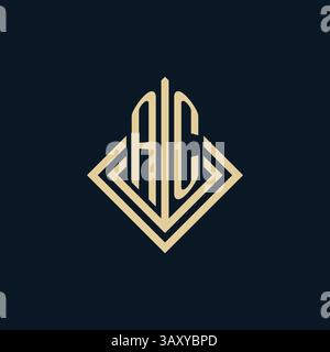 Initiales AC logo lignes de losange style de forme, graphique vectoriel de conception de logo immobilier moderne de luxe Illustration de Vecteur