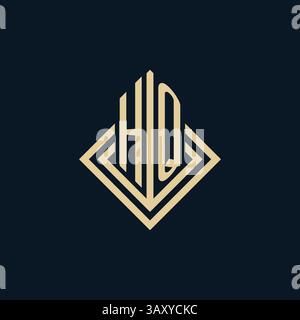 Initiales HQ logo lignes de losange style de forme, graphique vectoriel de conception de logo immobilier moderne de luxe Illustration de Vecteur