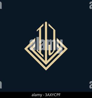Initiales IJ logo lignes de losange style de forme, graphique vectoriel de conception de logo immobilier moderne de luxe Illustration de Vecteur