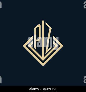 Initiales PZ logo lignes de losange style de forme, graphique vectoriel de conception de logo immobilier moderne de luxe Illustration de Vecteur