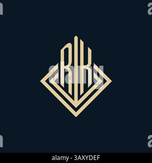 Initiales RK logo lignes de losange style de forme, graphique vectoriel de conception de logo immobilier moderne de luxe Illustration de Vecteur