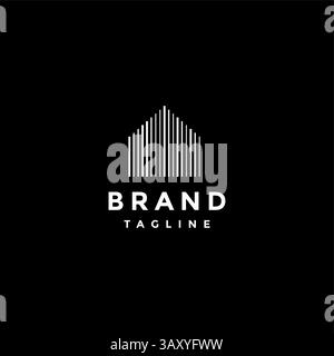 Design élégant de logo de maison de lignes verticales. Lignes verticales forme simple Accueil icône logo Design. Illustration de Vecteur
