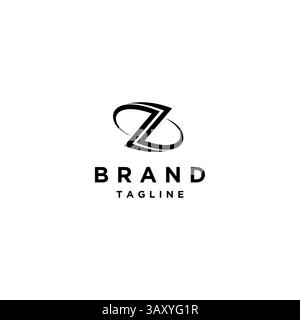 Conception de logo Z lignes de rotation simple. Lettre initiale Z avec logo de ligne incurvée vers l'intérieur. Illustration de Vecteur