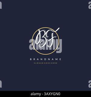 Lettre initiale BF logo monogramme style féminin avec graphique vectoriel d'idées de conception de ligne de cercle Illustration de Vecteur