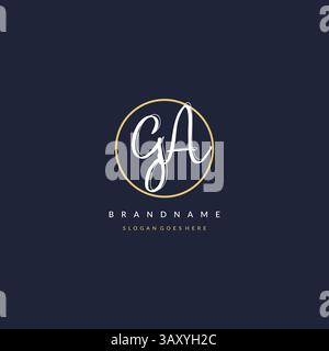 Lettre initiale GA logo monogramme style féminin avec graphique vectoriel d'idées de conception de ligne de cercle Illustration de Vecteur