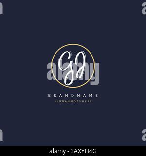 Lettre initiale GI logo monogramme style féminin avec graphique vectoriel d'idées de conception de ligne de cercle Illustration de Vecteur
