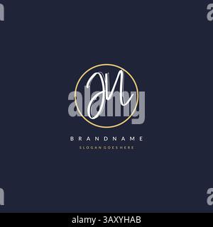 Lettre initiale JN logo monogramme style féminin avec graphique vectoriel d'idées de conception de ligne de cercle Illustration de Vecteur