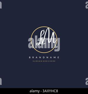 Lettre initiale LM logo monogramme style féminin avec graphique vectoriel d'idées de conception de ligne de cercle Illustration de Vecteur