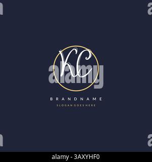 Lettre initiale KC logo monogramme style féminin avec graphique vectoriel d'idées de conception de ligne de cercle Illustration de Vecteur