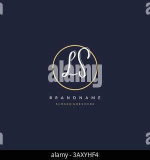 Lettre initiale LS logo monogramme style féminin avec graphique vectoriel d'idées de conception de ligne de cercle Illustration de Vecteur