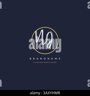 Lettre initiale ni logo monogramme style féminin avec graphique vectoriel d'idées de conception de ligne de cercle Illustration de Vecteur
