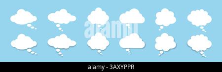 Un ensemble de bulles de parole sur un fond bleu. Une fenêtre de discussion pour commenter les messages. Illustration de Vecteur