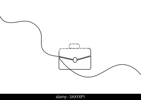 Porte-documents dessin continu d'une ligne et style minimaliste isolent l'icône vectorielle de contour Illustration de Vecteur