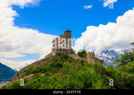 Vue de la basilique Valere à Sion, Suisse Banque D'Images