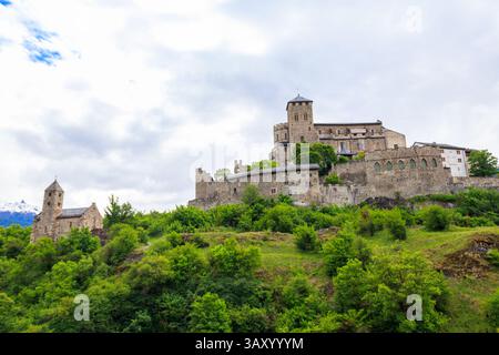 Vue de la basilique Valere à Sion, Suisse Banque D'Images