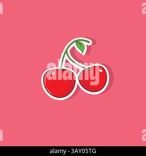 Vecteur autocollant de cerise mignonne Illustration de Vecteur