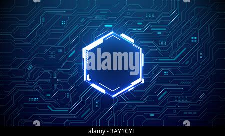 Portail ai bleu quantique de technologie sur la carte mère de circuit Illustration de Vecteur
