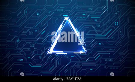 Portail lumineux triangulaire AI avec des éléments de conception au néon sur la carte de circuit imprimé Illustration de Vecteur