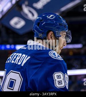 20 octobre 2016 : Nikita Nesterov, défenseur du Lightning de Tampa Bay (89 ans) avant le match entre l'Avalanche du Colorado et le Lightning de Tampa Bay à l'Amalie Arena de Tampa, en Floride. Del Mecum/CSM(image de crédit : &copy ; Del Mecum/CSM via ZUMA Wire) Banque D'Images