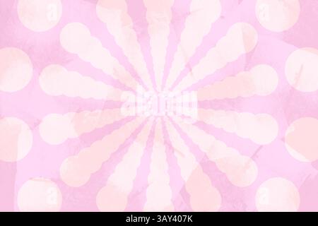 Un fond abstrait d'inspiration rétro éclatante dans des tons roses doux. Doté d'un design radial avec des motifs circulaires et une finition texturée, idéal pour les professionnels Banque D'Images