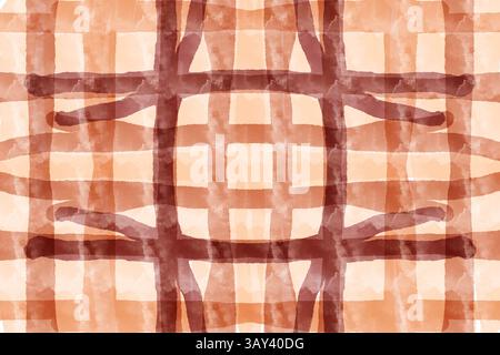 Un motif de grille aquarelle abstrait polyvalent dans des tons de terre chauds, avec des lignes qui se chevauchent et des textures douces, parfait pour les arrière-plans et les proje créatifs Banque D'Images