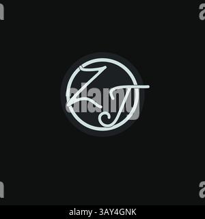 Initiales ZT logo monogramme avec graphique vectoriel d'inspiration de conception de ligne de cercle simple Illustration de Vecteur