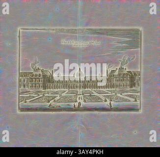 Une illustration architecturale complexe présente un grand bâtiment historique avec des détails élaborés et de vastes jardins au premier plan, mettant en valeur un sentiment d'élégance et d'intemporalité. Le ciel ci-dessus fait allusion à des nuages, ajoutant de la profondeur à la scène., Palais de Reyne Catharine de Médicis dit les Tuilleries, Palais des Tuileries à Paris, Fig. 64, p. 64, Martin Zeiller : Topographia Galliae, oder, Beschreibung und Contrafaitung der vornehmbsten und bekantisten Oerter in dem mächtigen und grossen Königreich Franckreich : Beedes auss eygner Erfahrung und den besten und berühmbtesten Scribenten So in Banque D'Images