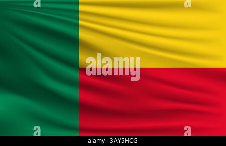 Drapeau de vecteur de Bénin agitant closeup style illustration de fond Illustration de Vecteur