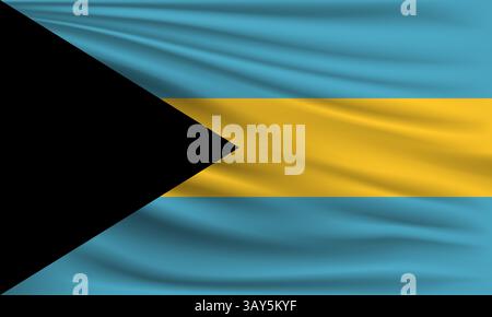 Drapeau de vecteur de Bahamas vwaving closeup style illustration de fond Illustration de Vecteur