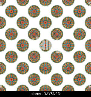 Motif géométrique sans couture avec mandalas floraux ronds Illustration de Vecteur