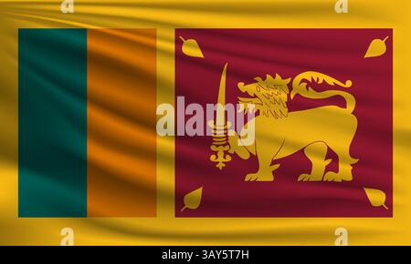 Drapeau de vecteur de Sri Lanka agitant l'illustration de fond de style closeup Illustration de Vecteur