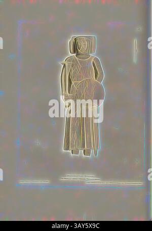 Une figure stylisée se tient en toute confiance, ornée d'un vêtement fluide avec un casque distinct, tenant un objet rond. La conception met l'accent sur les lignes nettes et les formes géométriques, créant un effet visuel frappant., effigie monumentale dans l'église de l'abbaye de Malvern Worcestershire, tombe dans l'église du prieuré de Malvern à Malvern (Angleterre), signé : dessiné et gravé par C. A. Stothrad Jun, publié par C.A. Stothard Jun, Fig. 22, 19, après p. 22, Stothard, Charles Alfred (dessiné, gravé et publ.), Charles Alfred Stothard, Alfred John Kempe : les effigies monumentales de Grande-Bretagne : sélectionné parmi nos Banque D'Images