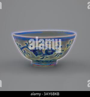Un bol magnifiquement conçu orné de motifs floraux complexes, mettant en valeur un mélange d'art classique et d'élégance. Le design présente des accents bleus vibrants qui améliorent son attrait décoratif., bol, 1400-1499, Blue Glaze, 2-1/2 x 5-7/8 (diam.) In., Art asiatique, Art classique avec une touche moderne réinventée par Artotop Banque D'Images