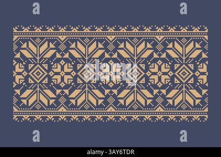 Élément de motif de frontière ukrainienne. Pochoir pour impression de bloc ou conception de tatouage. Décoration géométrique florale. Illustration de Vecteur