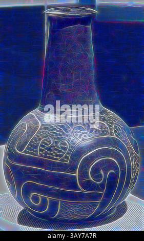 Un vase magnifiquement conçu orné de motifs complexes et tourbillonnants et d'une silhouette gracieuse, mettant en valeur un mélange d'art et d'importance culturelle. La surface présente des textures détaillées qui améliorent son attrait visuel., Vessel, culture Tembladera, 700-400 B.C.E., faïence glissée, 7-1/2 x 4-1/2 (diam.) In., Native Arts of the Americas, art classique avec une touche moderne réinventé par Artotop Banque D'Images