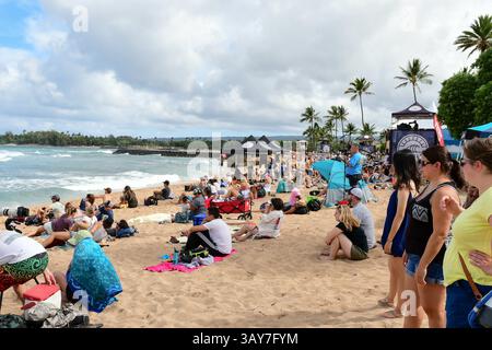 18 novembre 2016 - spectateurs pendant l'action lors de la dernière journée de concours du concours pro hawaïen à Haleiwa sur la rive nord d'Oahu, Hawaii qui a été remporté par le champion du monde nouvellement couronné 2016 John Florence . Ceci complète le premier bijou de la Triple couronne de surf de Vans qui se poursuit ensuite avec la Coupe du monde de surf de Vans à Sunset Beach et se termine avec les Billabong Pipeline Masters. - Steven Erler/CSM (image de crédit : &copy ; Steven Erler/CSM via ZUMA Wire) Banque D'Images