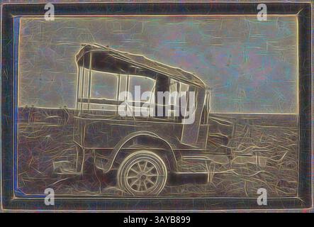 Une voiture vintage se tient seule face à un vaste paysage ouvert, ses courbes et lignes élégantes évoquant un sentiment de nostalgie. La scène capture l'essence d'une époque révolue, encadrée par un ciel expansif qui fait allusion à l'exploration et à l'aventure., photographie - 'Pozieres', France, Sergent John Lord, première Guerre mondiale, 1916-1917, tirage photographique noir et blanc qui représente l'obus détruit d'une ambulance allemande sur le champ de bataille de Pozières. plus de six semaines en juillet et août 1916, 23 000 soldats australiens ont fait des victimes dans la bataille de Pozières. Les forces allemandes attaquèrent sans relâche le Banque D'Images