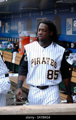 2010 : Lastings Milledge #85 en action lors du match Pirates vs Braves à Pittsburgh au PNC Park. (Crédit image : © Jason Pohuski/Cal Sport Media/ZUMApress.com) Banque D'Images